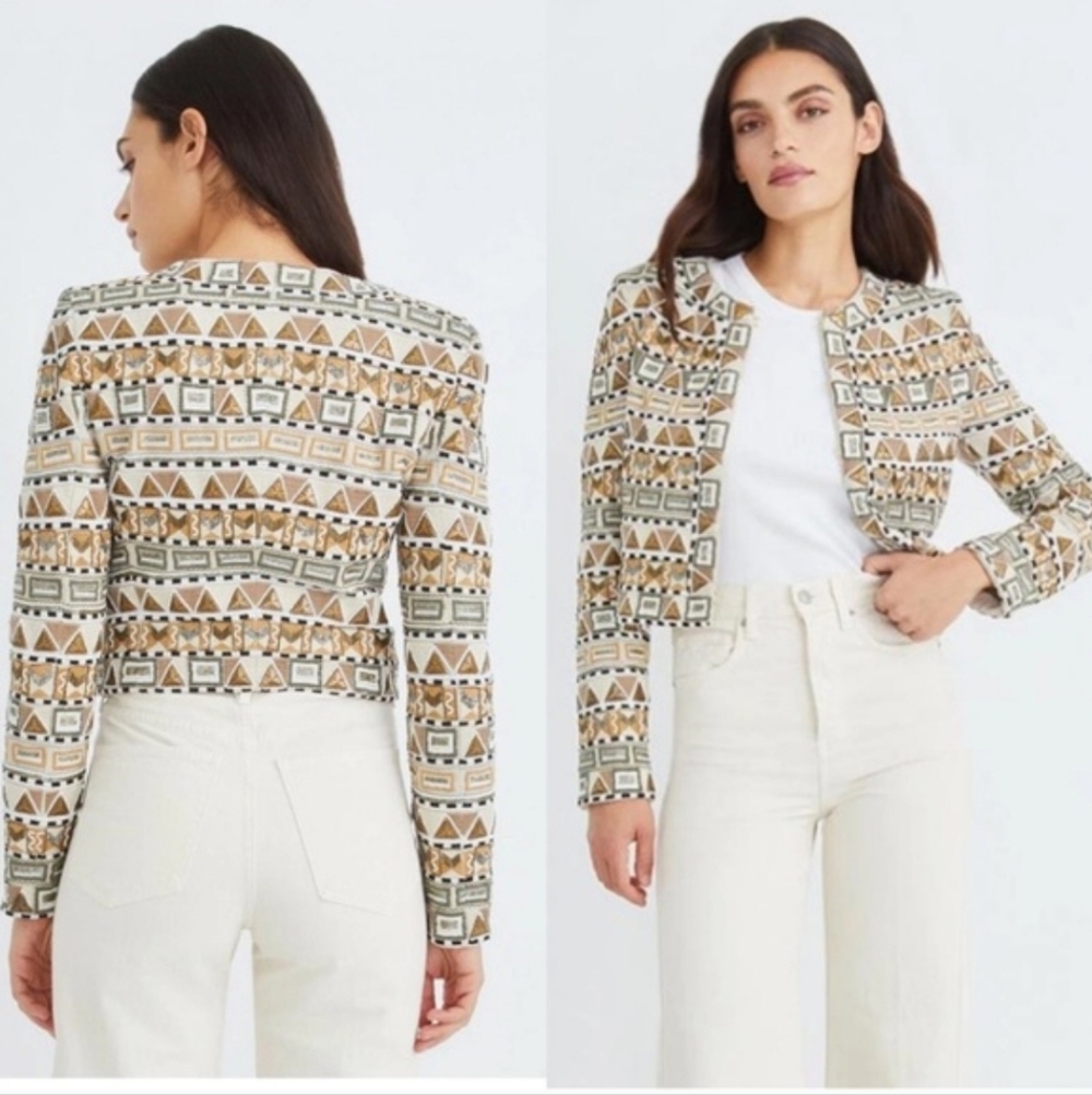 Veronica Beard Size 16 Daryl Embellished Embroidered Jacket